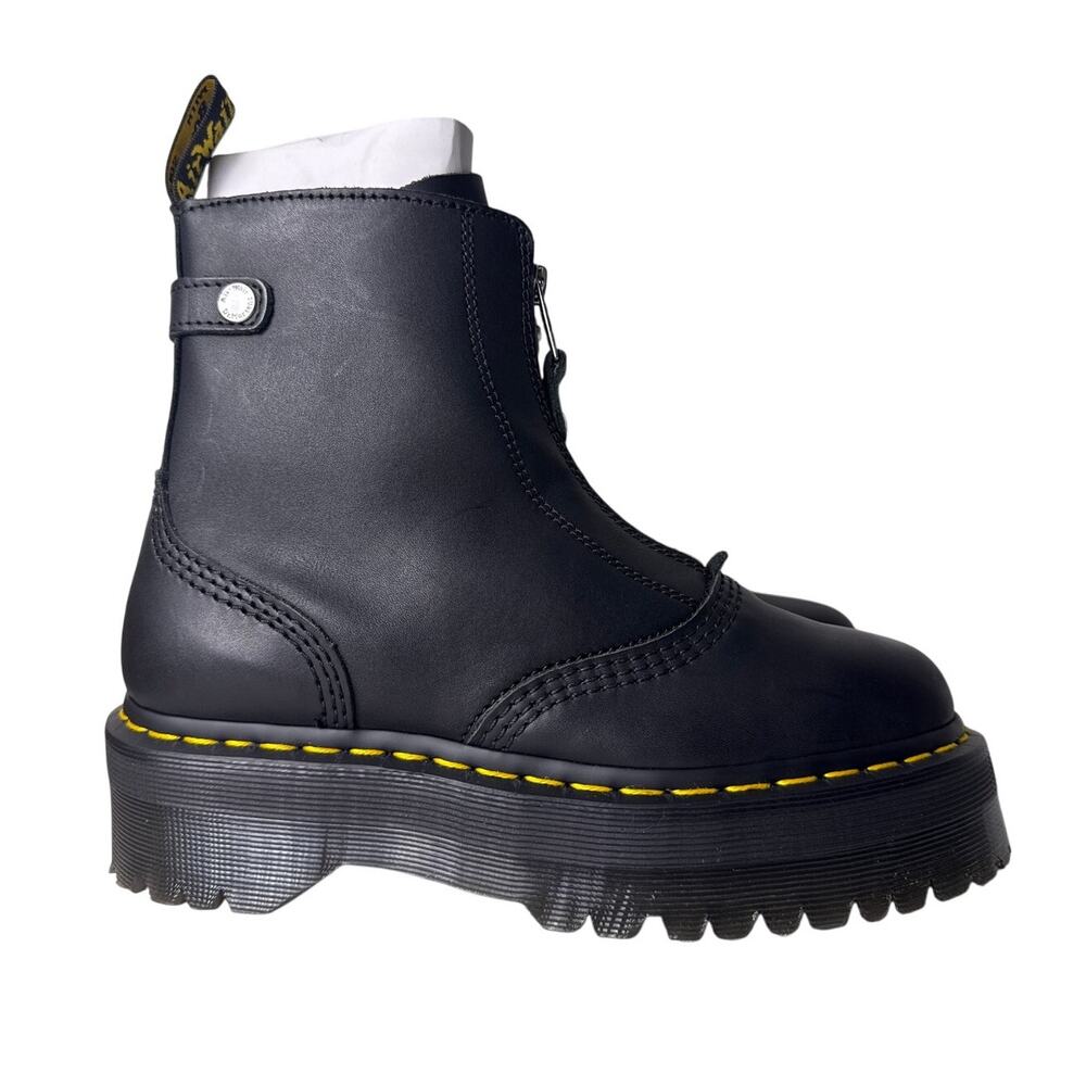 Dr. Martens Jetta Boots Quad Retro Womens US 8 Black Sendal Leather Front Zipper